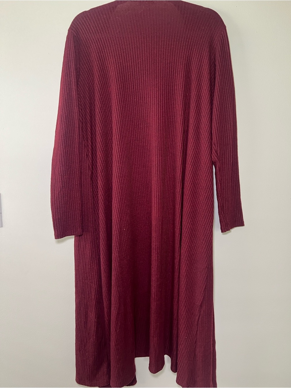 LuLaRoe Long Ribbed Open-Front Cardigan Dress in Deep Wine - Picture 5 of 5